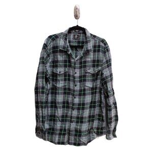 LRG Geans Black, Gray, and Green Plaid Shirt, Size 2XL